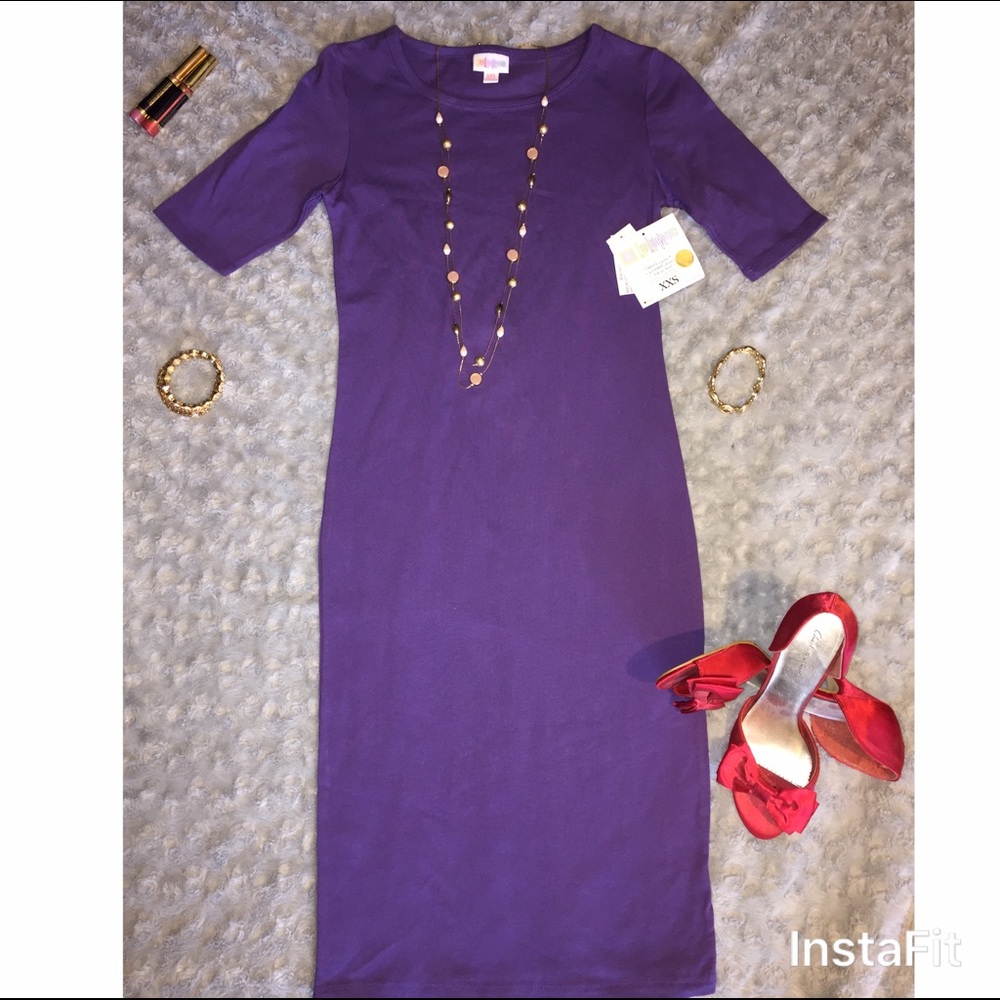 Lularoe NWT Julia Dress XXS purple Valentine's